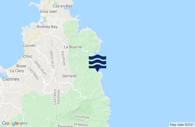 Quarter of Dauphin, Saint Lucia tide times map