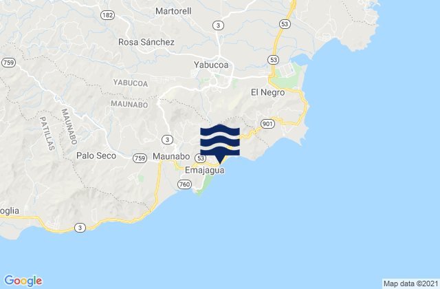 Quebrada Arenas Barrio, Puerto Rico tide times map