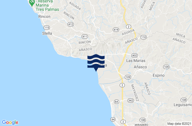 Quebrada Larga Barrio, Puerto Rico tide times map