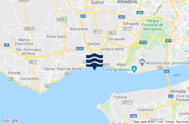 Queluz, Portugal tide times map