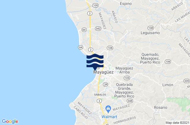 Quemado Barrio, Puerto Rico tide times map