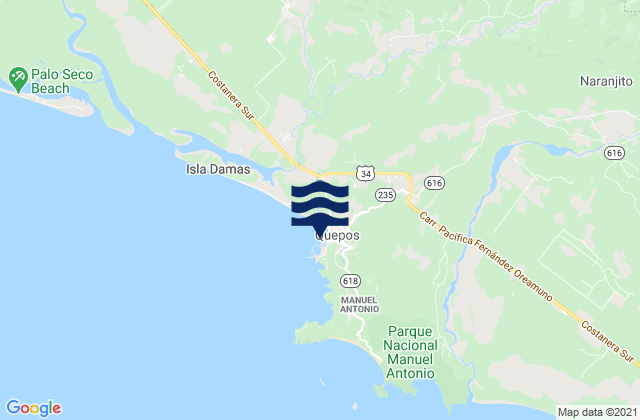 Quepos, Costa Rica tide times map