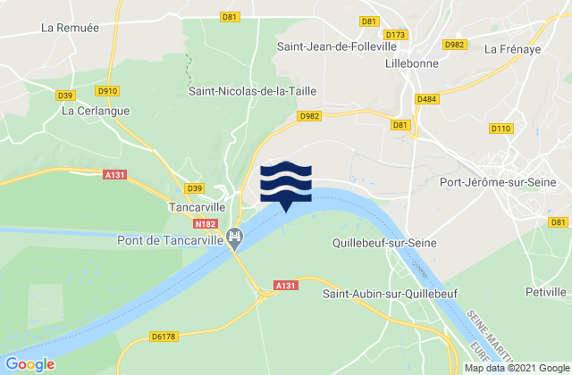 Quillebeuf-sur-Seine, France tide times map