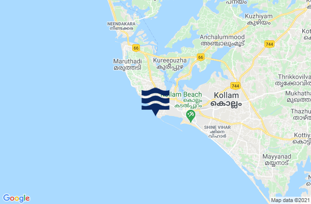 Quilon, India tide times map