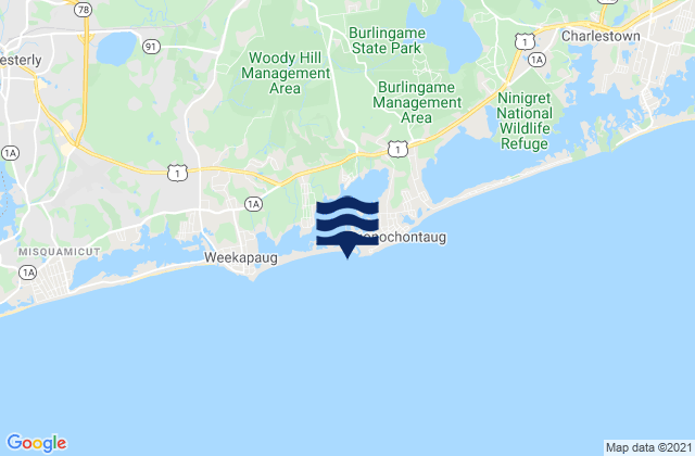 Quonochontaug Beach, United States tide chart map