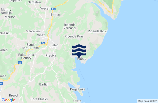 Rabac, Croatia tide times map