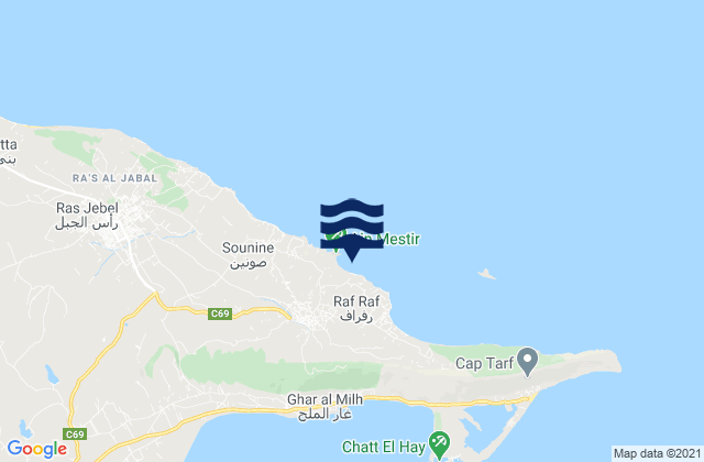 Rafraf, Tunisia tide times map