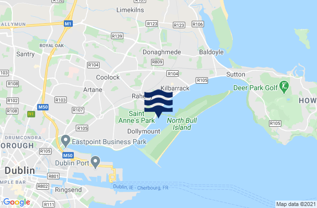 Raheny, Ireland tide times map