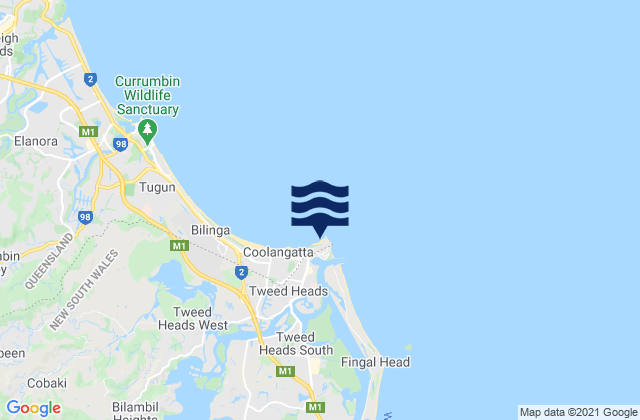 Rainbow Bay, Australia tide times map