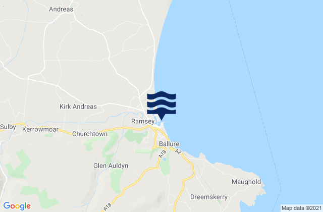 Ramsey, Isle of Man tide times map