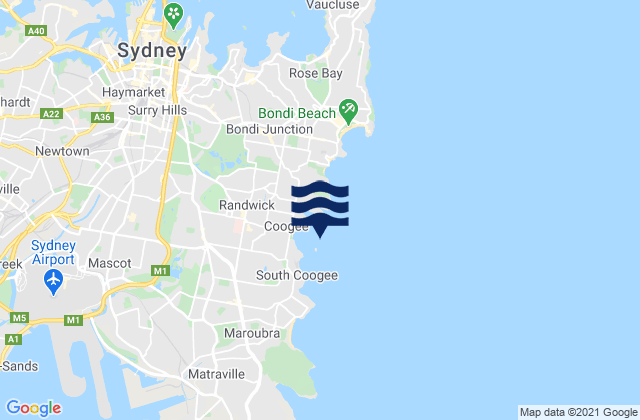 Randwick, Australia tide times map