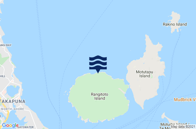 Rangitoto Island, New Zealand tide times map