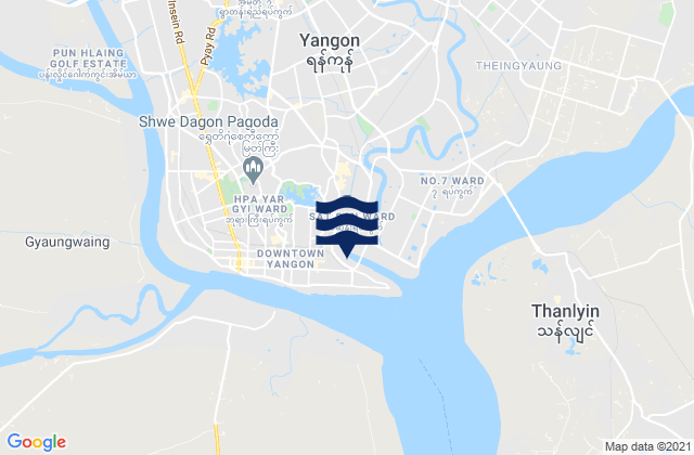 Rangoon, Myanmar tide times map