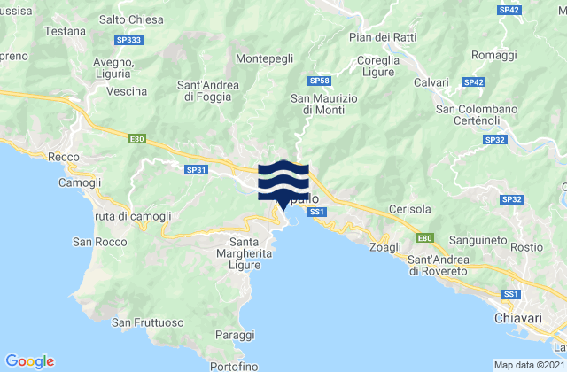 Rapallo, Italy tide times map