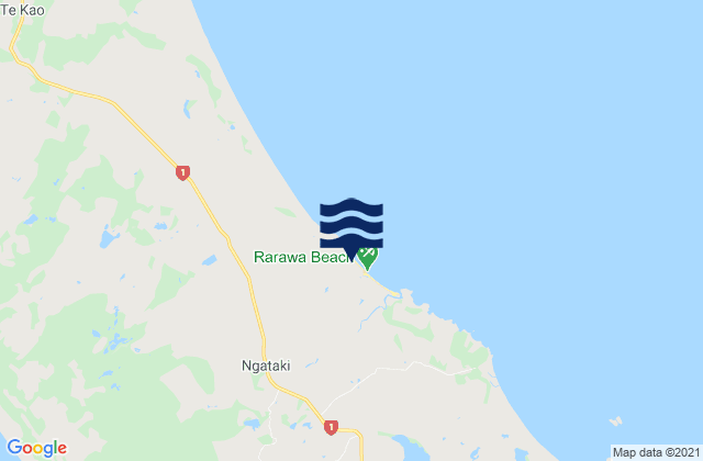 Rarawa Beach, New Zealand tide times map