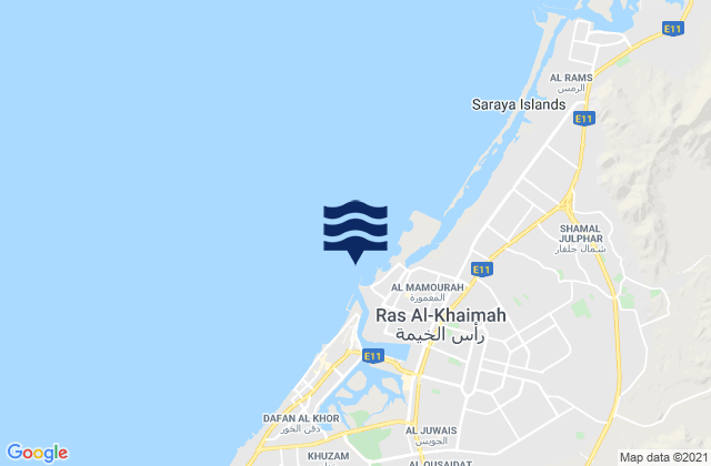 Ras al Khaymah, Iran tide times map