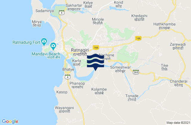 Ratnagiri, India tide times map