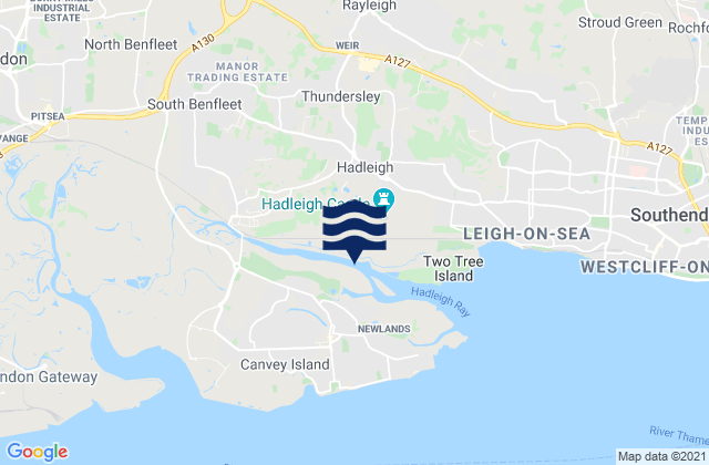 Rayleigh, United Kingdom tide times map
