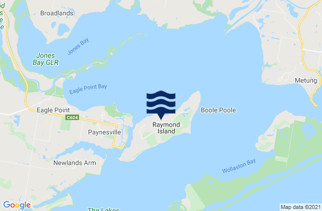 Raymond Island, Australia tide times map