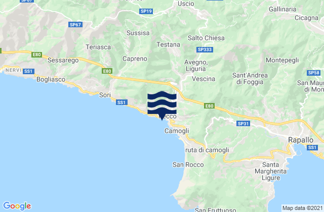 Recco, Italy tide times map
