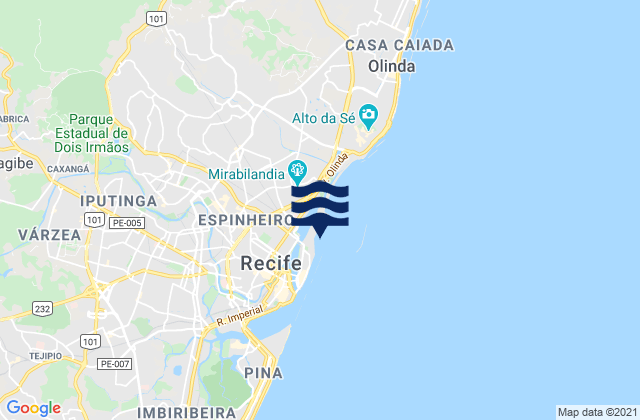 Recife, Brazil tide times map