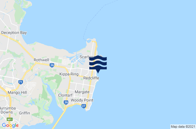 Redcliffe, Australia tide times map