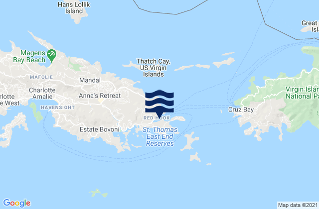 Redhook Bay St. Thomas Island, U.S. Virgin Islands tide times map