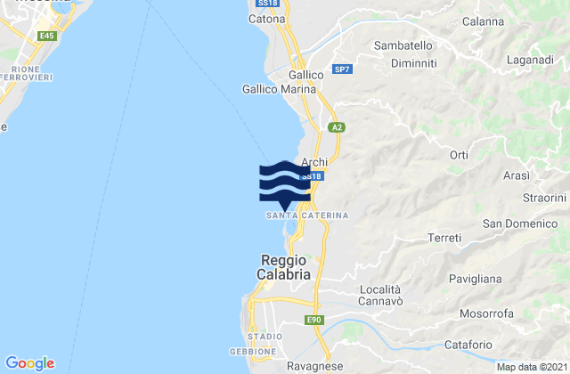 Reggio di Calabria, Italy tide times map