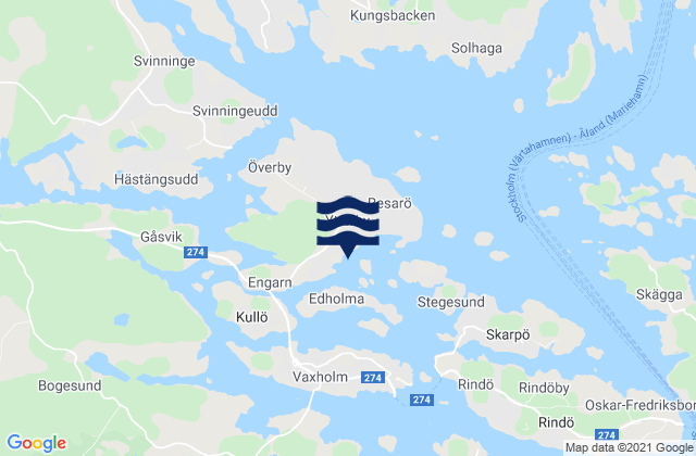 Resaroe, Sweden tide times map
