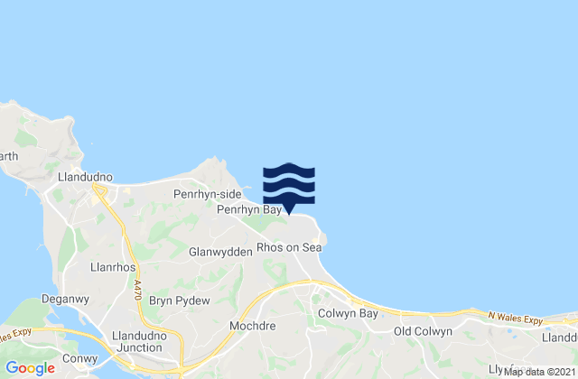 Rhos-on-Sea, United Kingdom tide times map