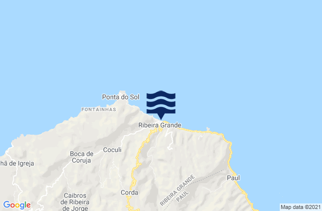 Ribeira Grande, Cabo Verde tide times map
