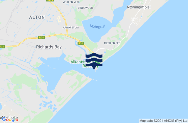 Richards Bay (Outside), South Africa tide times map
