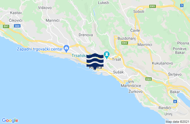 Rijeka, Croatia tide times map