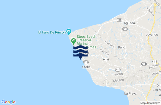 Rincon Municipio, Puerto Rico tide times map