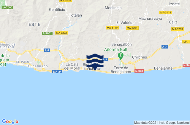 Rincon de la Victoria, Spain tide times map