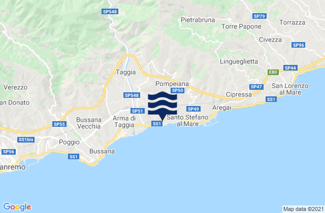 Riva Ligure, Italy tide times map