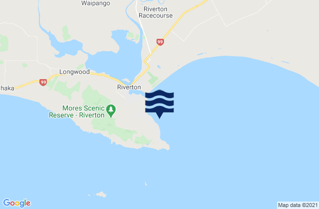 Riverton Rocks, New Zealand tide times map