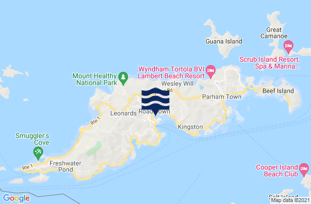 Road Town, British Virgin Islands tide times map