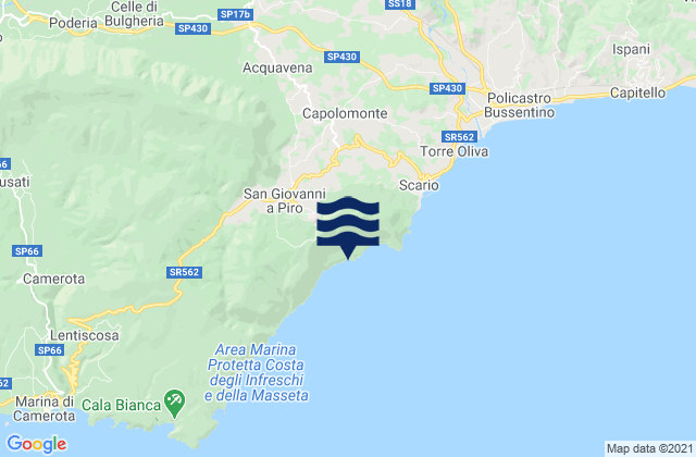 Roccagloriosa, Italy tide times map