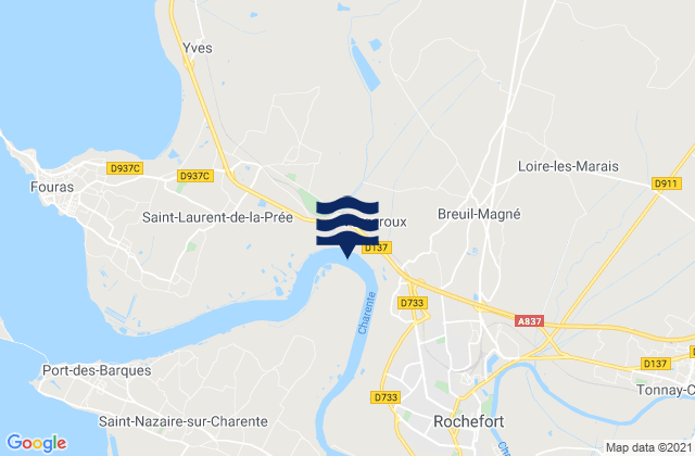Rochefort (Charente River), France tide times map