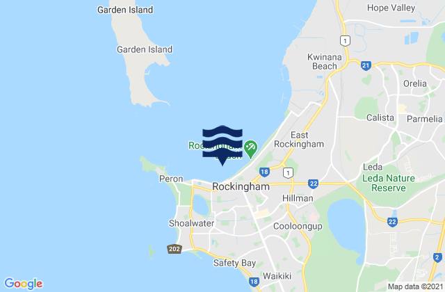 Rockingham Beach, Australia tide times map