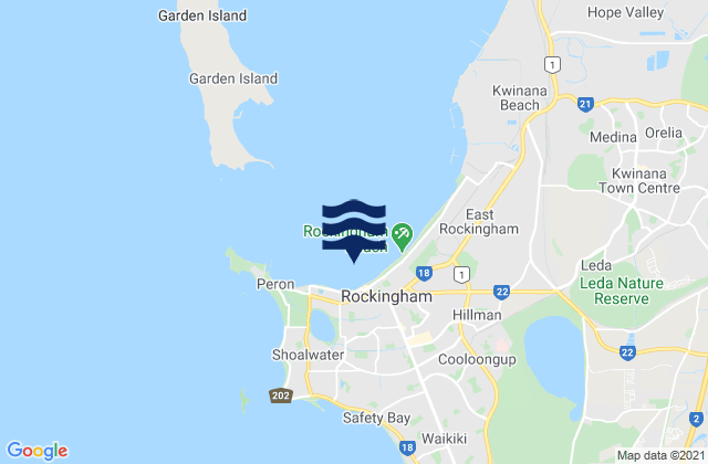 Rockingham, Australia tide times map