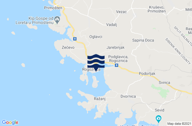 Rogoznica Opcina, Croatia tide times map