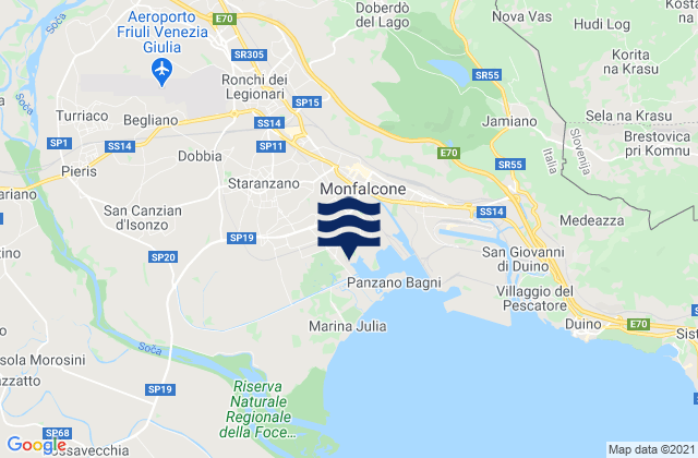 Ronchi dei Legionari, Italy tide times map