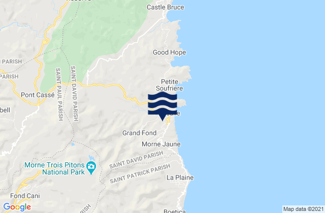 Rosalie, Dominica tide times map