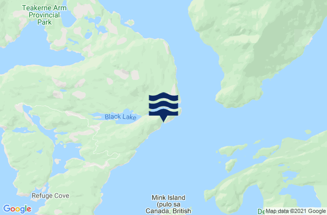 Roscoe Bay, Canada tide times map