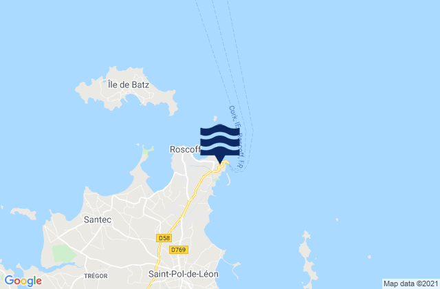 Roscoff Port, France tide times map