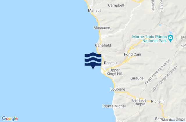 Roseau (Dominica), Martinique tide times map