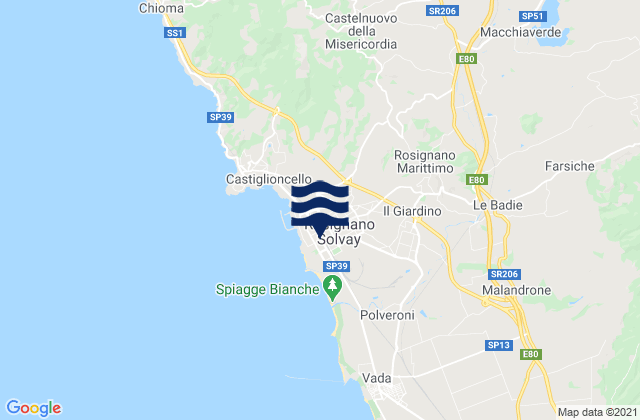 Rosignano Solvay-Castiglioncello, Italy tide times map