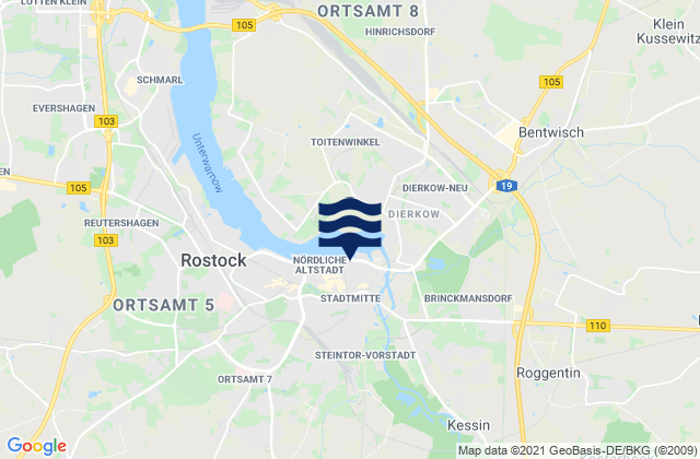 Rostock, Germany tide times map